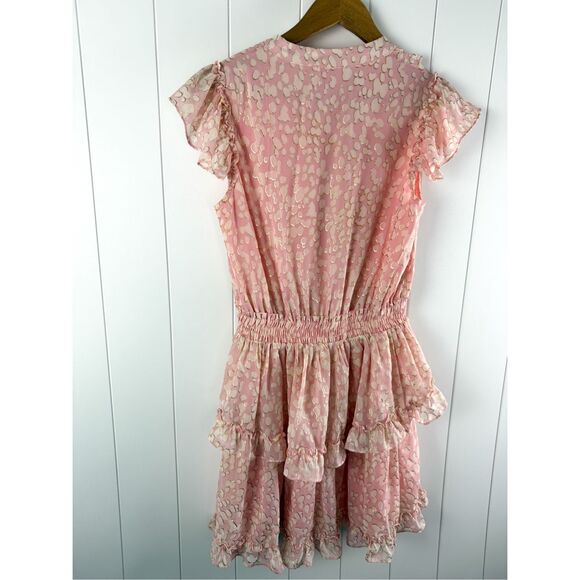 BuddyLove Astrid Ruffle Front Mini Dress Pink Metallic Size M - Picture 9 of 10